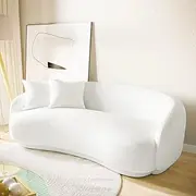3.5 Seater Bouclé Fabric Curved Accent Sofa Lounge Seat Living Room Furniture