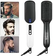Men’s Ionic Beard Straightener Comb, Dual Voltage (100V-240V) Quick Hair Styler Ionic Beard Straightening Heat Brush PTC Ceramic Technology, Curling Hair Comb Electric Hair Comb for Men Women