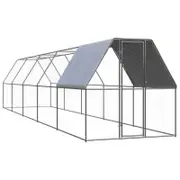 vidaXL Outdoor Chicken Cage 2x10x2 m Galvanised Steel Animal Hen House Chicken Coop