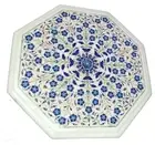 12" marble side Table Top lapis Floral Design Inlay stones Marquetry decor