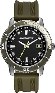 [Skechers] Men's Lachman Three-Hand Date Green Silicone Watch, Green