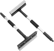 GLEAVI 2 Pcs Window Squeegee Cleaner with Dual Sided Blades and Extendable Handle Efficient Glass for Windows Windshields Mirrors and Shower Use