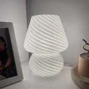 Clora Mushroom Lamp Glass Table Bedside Lamps Night Light Vintage Home Decor White