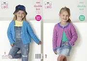 King Cole Girls Double Knitting Pattern Raglan Sleeve Round or V Neck Cabled Cardigans (5262)