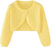 Miccina Girls Cardigan Sweater Toddler Bolero Shrug Baby Kids Long Sleeve Dress Up Button Closure Cropped Jacket Tops