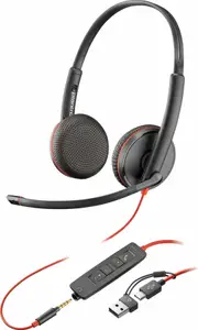 HP Poly Blackwire 3225 Stereo Usb-C Headset +3.5Mm Plug +Usb-C/A Adapter Wired Head-Band Office/Call Center Usb Type-C Black