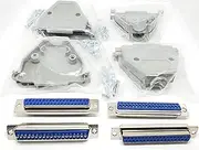 Connectors Pro 4 Sets Solder Cup DB37 Female + Plastic Hoods, 37 Pins D-Sub Connector & Hood Set, 8-Pack (4 DB37 Females + 4 Hoods)