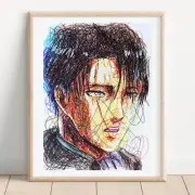 Levi Ackerman Ballpoint Pen Print, Attack on Titan Art Poster