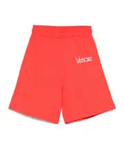 Versace Kids Logo Embroidered Sweat Shorts 12,6,14Y,10Y bright red