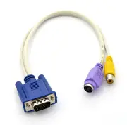 VGA SVGA Male Plug to TV S-Video RCA Female Adapter Converter Connect Cable