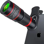 20X Zoom Telephoto Lens, Black, HD Phone Camera Lens for iPhone, Samsung, Android Smartphone, Monocular Telescope