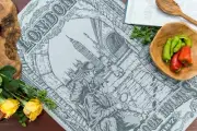 London Sherlock Holmes Jacquard Kitchen Dish/Tea Towel Black Made in Czech