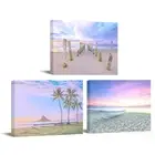 3 Panel Beach Wall Art Canvas Beautiful Hawaii Sunset Landscape Picture Print...