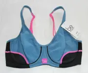 Be By Berlei YXKN JPB Ladies Blue Black Pink High Impact Sports Bra Size 10B New