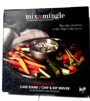Mix & Mingle Stainless Steel Cake Stand or Flip to Chip/Dip Server New Sealed
