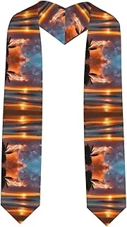 [SKKNT] Sunset Beach Print Graduation Shawl Stole For Academic Commencements Honor Sash Congratulations Gift