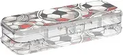 Cartoon Black and White Football Plastic Pencil Box Clear Double Layer Pencil Container For Kids With Snap Lid