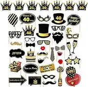 36pcs 40th Photo Booth Props Birthday Wedding Mustache Lips Stick Party Photobooth AU