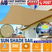 Heavy Duty Waterproof Sun Shade Sail Square Rectangle 98% UV Block 185gsm HDPE
