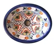 #057) MEDIUM 17x14 MEXICAN BATHROOM SINK CERAMIC DROP IN UNDERMOUNT BASIN