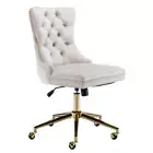 Velvet Home Office Chair- Beige fabric,plastic,velvet Office Chairs