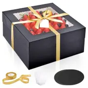 16Pcs 12x12x6 Inch Cake Boxes with Cake Boards 8Pcs Black Cake Boxes 8Pcs Cak...