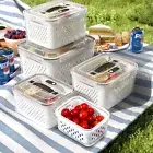 5 Pack Large Fruit Storage Containers for Fridge with vent holes and...