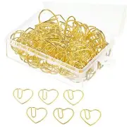 100pcs Mini Heart Paper Clips Small Cute Fancy Shaped Stainless Steel Gold