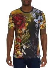 Robert Graham 3XL Orange Black Multi Abstract Flower T shirt
