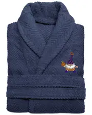 Linum Home Textiles Turkish Cotton Herringbone Weave Embroidered Unisex Halloween Bathrobe - Halloween Gnomes