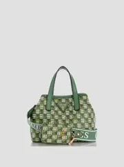GUESS Women's Green Logo G Wave Mini Tote Bag