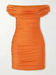 [Maygel Coronel] Maygel Coronel - Areti Draped Stretch-jersey Mini Dress - Papaya - Extended Extended Orange