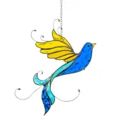 REAL Stained Glass Bird Suncatcher Bird Ornaments Wall Hangings Ukrainian Art