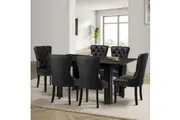 Oikiture 160cm Dining Table with 6PCS Dining Chairs Black