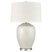 [Florabelle Living] Carys Antique White Ceramic Lamp with Natural Linen Shade