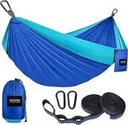 Kootek Double Camping Hammock Portable Indoor Outdoor Tree Hammock with 2 Adjustable Hanging Straps Lightweight Nylon Parachute Hammocks for Backpacking Travel Beach Backyard Hiking