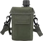 Bewinner Outdoor Water Bottle - 2L Portable Canteen with Waist Bag, Multi Functional PVC Flat Camping Water Bottle for Surplus or Bushcraft Gear (OD Green)