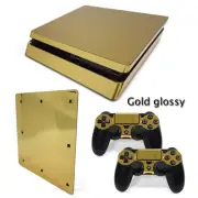 PS4 Slim Gold Glossy Console & 2 Controllers Decal Vinyl Art Skin Wrap