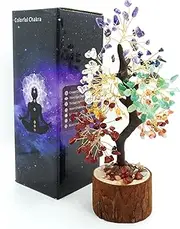 Lenamos Crystal Tree of Life 7 Chakra Healing Crystal Trees for Home Decor, Office Desk Living Room Decor, Handmade Bonsai Trees for Positive Energy, Money, Good Luck Birthday Gifts for Women, Mom