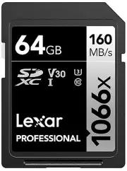 Lexar SD Professional 1066X 160MB/s Read Flash Memory Card 64GB