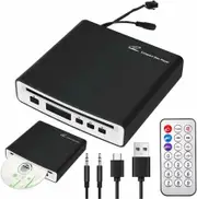 Portable Car CD Player Universal Vehicle Audio Entertainment USB Type C AUX Plug Play FM Transmitter Laptop TV Compatible Music Streaming