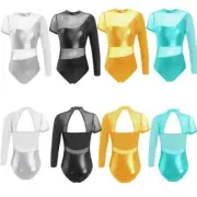 Kids Girls Gymnastic Leotards Ballet Dance Jumpsuit Hollow Back Tank Unitards AU