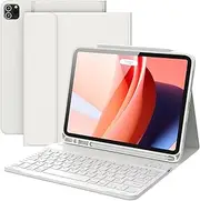 CHESONA for iPad Air 11 Inch Case with Keyboard M3/M2 (2025/2024), Rechargeable Wireless Keyboard, Detachable - Pencil Holder, for iPad Pro 11 (4th/3rd/2nd/1st Gen) & iPad Air 5th/4th Gen, White