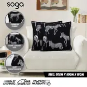 SOGA X2 50cm Throw Pillow Black Light Luxury Zebra Square Pillow for Home Décor