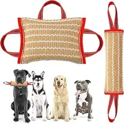 Libima 2 Pcs Dog Bite Pillow Tug Toy Dog Pillow with Strong Handles Tug of War Training Tools Toy Linen Pad for Puppy Young Small Medium Pets Interactive Play Training