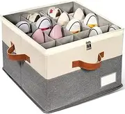 Shoe Organiser for Closet Fits 16 Pairs, Adjustable Dividers Shoe Storage Bins Boxes, Foldable Shoe Holder Cube Containers with Clear Cover for Large Shoes, High Heels, Sneaker, Boots