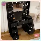 Dressing Table Makeup Vanity Set with Hollywood Mirror Vanity Desk Set Organizer