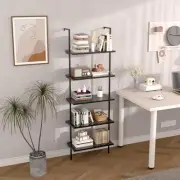Ladder Shelf Open Bookshelf 5-tier Metal Wall-mounted 5-Tier Black Metal