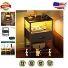 Chic Night Stand with Motion Sensor Light & Adjustable Charging Ports