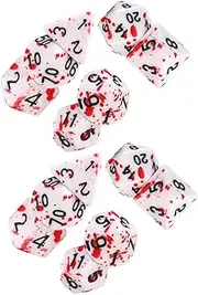 BESTonZON 14pcs Blood Splatter Acrylic Dice Set for Halloween Parties Portable Table Dice for Role Playing Games Unique Design for Festive Gatherings and Board Game Accessories